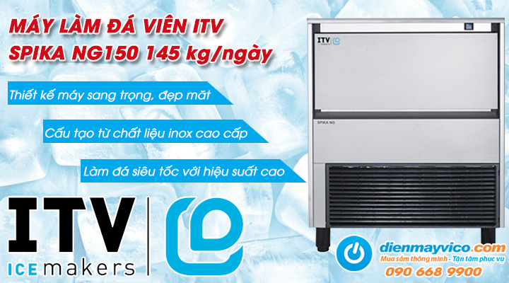 Mẫu máy làm đá viên ITV SPIKA NG150 Gas R290 145 kg/ngày