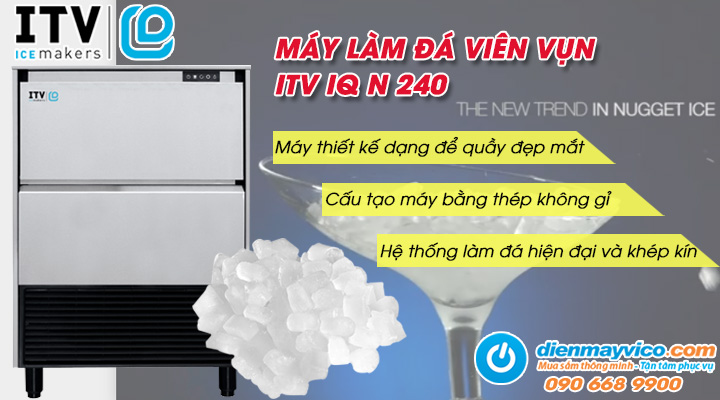 Mẫu máy làm đá viên nugget ITV IQ N 240 Gas R290 240 kg/ngày