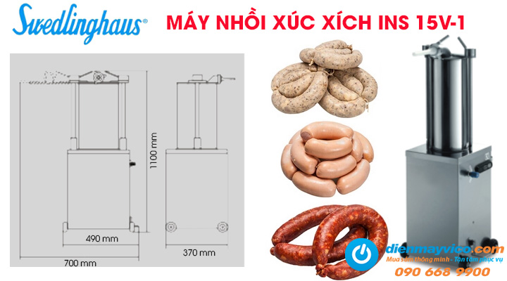 Mẫu máy nhồi xúc xích Swedlinghaus INS 15V-1