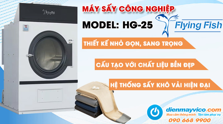 Mẫu máy sấy công nghiệp Flying Fish HG-25 25kg