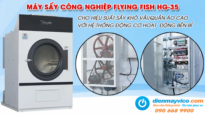 Mẫu máy sấy công nghiệp Flying Fish HG-35 35kg