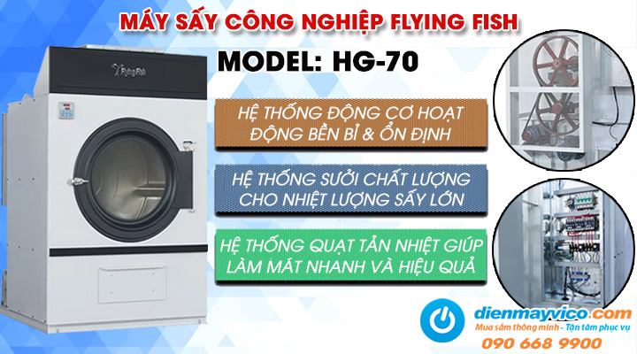 Mẫu máy sấy công nghiệp Flying Fish HG-70 70kg