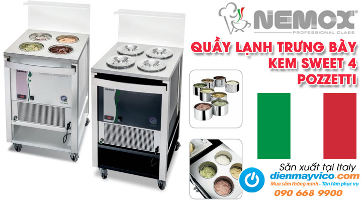 Mẫu quầy lạnh trưng bày kem Nemox Sweet 4 Pozzetti