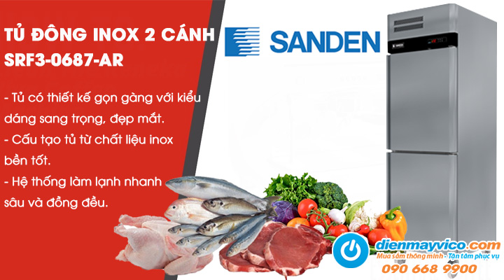 Mẫu tủ đông 2 cánh Sanden Intercool SRF3-0687-AR 610L