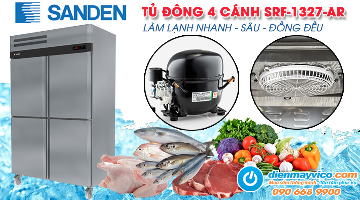 Mẫu tủ đông 4 cánh Sanden Intercool SRF3-1327-AR 1310L