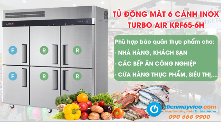 Tổng quan về tủ đông mát 6 cánh Turbo Air KRF65-6