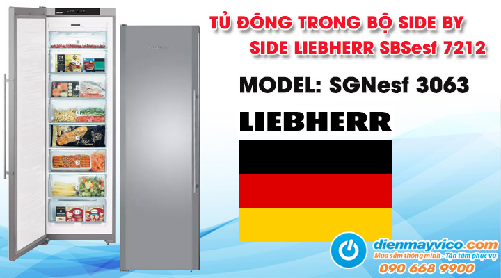 Mẫu tủ đông trong bộ Side by Side Liebherr SBSef 7212 / SGNesf 3063