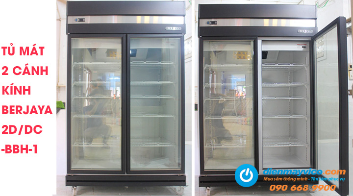 Mẫu tủ mát 2 cánh kính Berjaya 2D/DC-BBH-1 màu đen