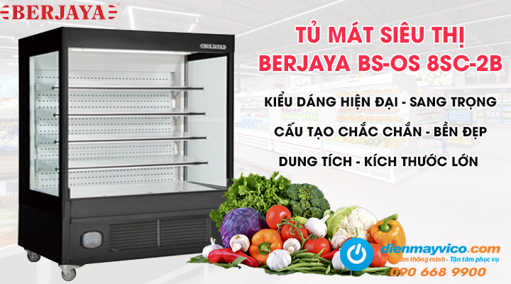 Tổng quan về tủ mát siêu thị Berjaya BS-OS 8SC-2B 2m4