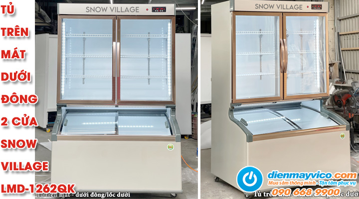 Mẫu tủ trưng bày trên mát dưới đông 2 cửa mở Snow Village LMD-1262QK