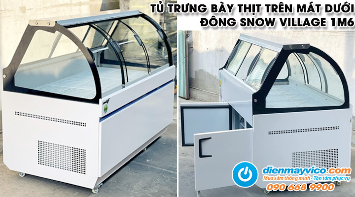 Mẫu tủ trưng bày thịt trên mát dưới đông Snow Village 1m6