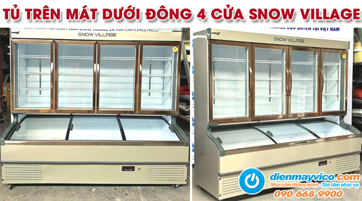 Mẫu tủ trưng bày trên mát dưới đông 4 cửa mở Snow Village LMD-2218QK