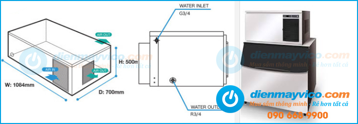 may-lam-da-Hoshizaki-IM-240DNE-4.jpg Kiểu dáng và thiết kế bền, đẹp