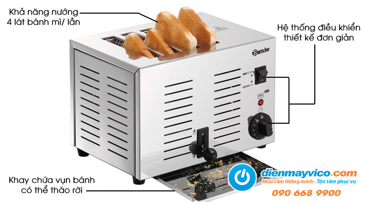 Mô tả Máy nướng bánh mì BartsCher Toaster TS40