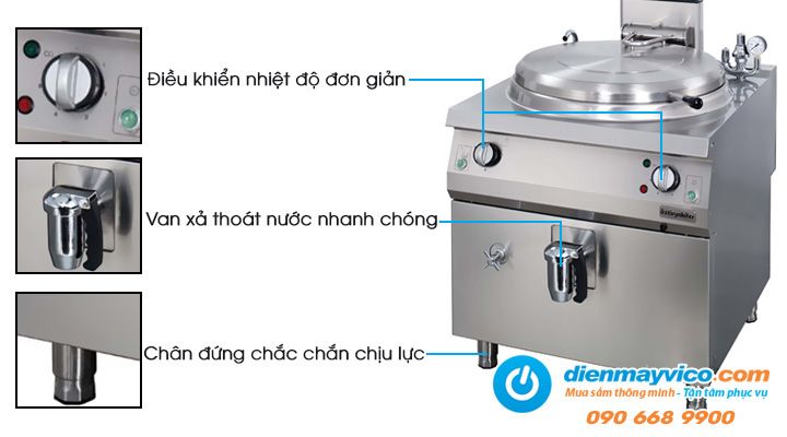 Mô tả Nồi hầm công nghiệp Ozti OTEI 60 dùng điện