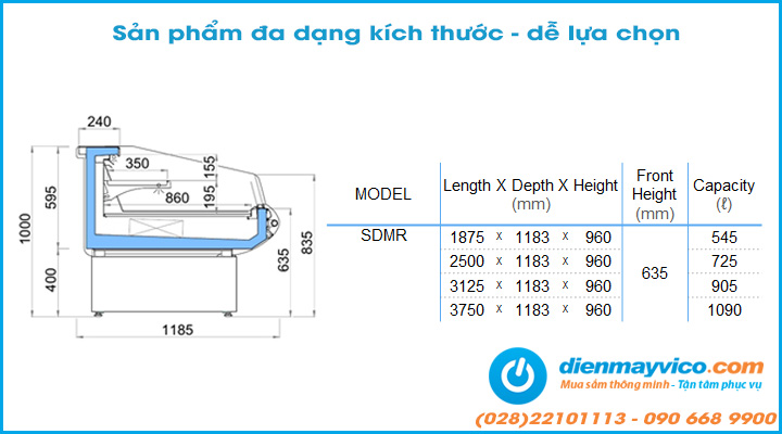 Mô tả Tủ mát trưng bày OPO SDMR