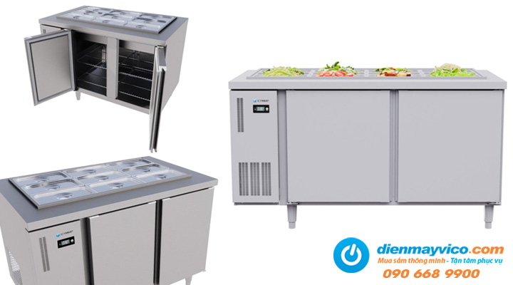 Mô tả về Bàn mát Salad 2 cánh inox Icymax ISR-2S157 1m5