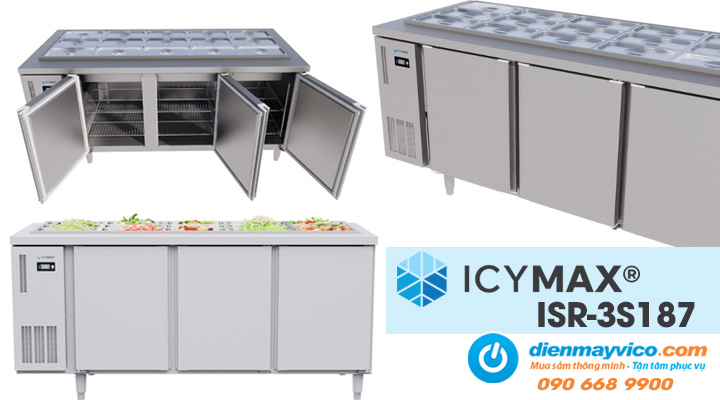 Mô tả sản phẩm Bàn mát Salad 3 cánh inox Icymax ISR-3S187 1m8