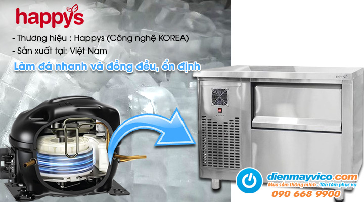 Mô tả về Máy làm đá dạng bàn Happys HW-IMT060 60kg/ngày