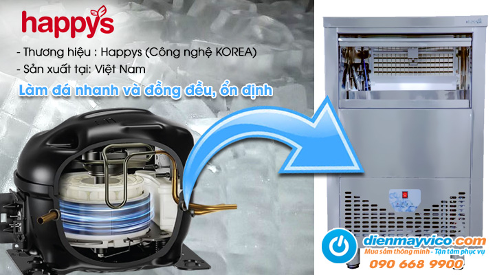 Mô tả sản phẩm Máy làm đá Happys HW-IMS060 60kg/ngày