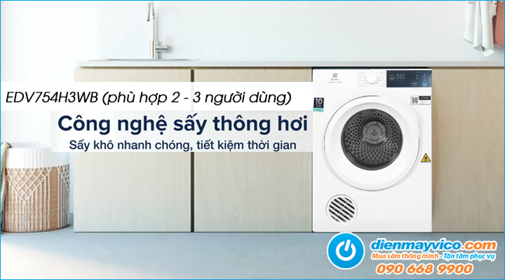 Mô tả về Máy sấy thông hơi Electrolux EDV754H3WB