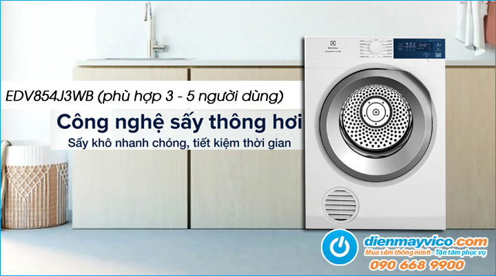 Mô tả về Máy sấy thông hơi Electrolux EDV854J3WB