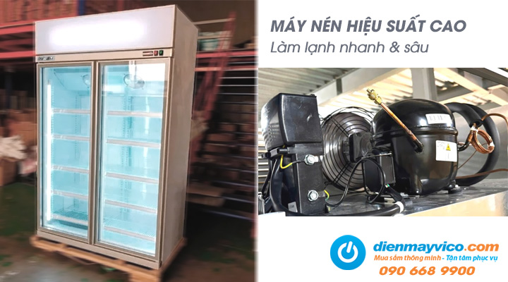 Mô tả sản phẩm Tủ đông 2 cánh kính Turbo Gold TG-2DF-G