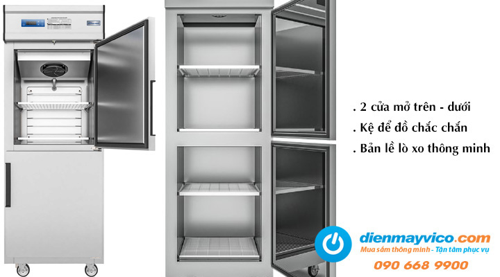 Mô tả về Tủ đông mát đứng quạt gió 2 cánh inox DMDQ-2I600