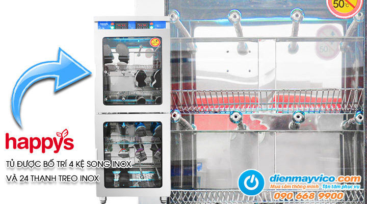 Mô tả sản phẩm Tủ sấy diệt khuẩn giày dép, găng tay Happys HPS-STSH1202