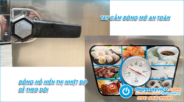 Một số chi tiết của Tủ hấp cơm công nghiệp 10 khay dùng điện