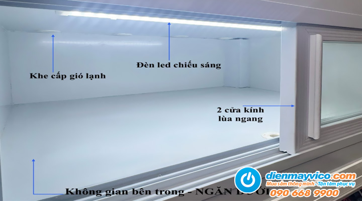 Ngăn dưới của Tủ bánh kem kính vuông 1 tầng Snow Village 0.9m