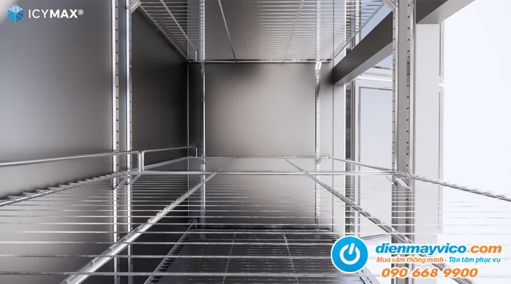 Ngăn kệ để đồ Tủ mát đứng 4 cánh inox Icymax IUR-4S128 1100L