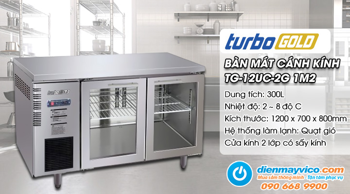 Bàn mát 2 cánh kính Turbo Gold TG-12UC-2G 1m2