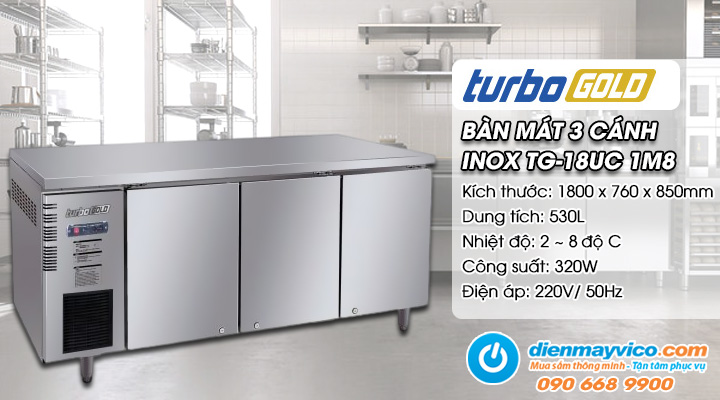 Bàn mát 3 cánh inox Turbo Gold TG-18UC 1m8