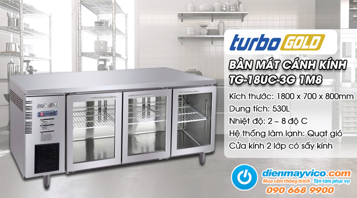 Bàn mát 3 cánh kính Turbo Gold TG-18UC-3G