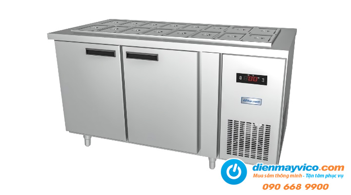 Bàn mát salad quạt gió 2 cánh inox BSQ-2MI1575