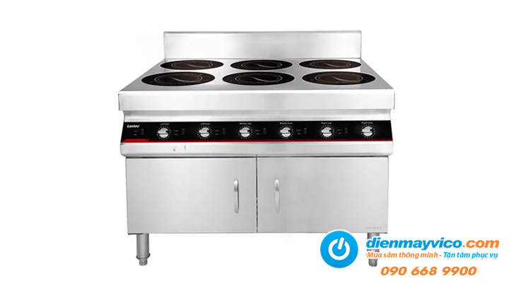 Bếp điện từ 6 mặt nấu công nghiệp Lestov chân đứng LT-B300VI-B105