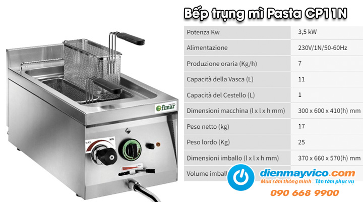 Bếp trụng mì Pasta Fimar CP11N dùng điện