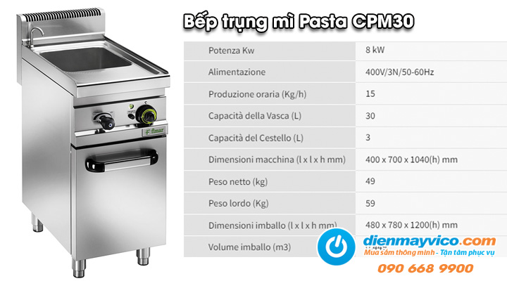 Bếp trụng mì Pasta Fimar CPM30 dùng điện