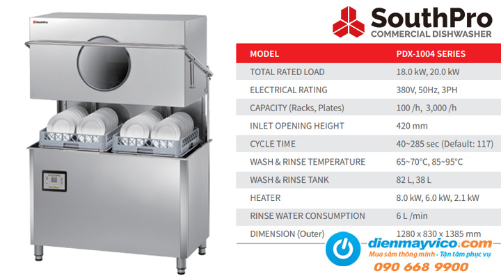 Máy rửa chén bát công nghiệp SouthPro PDX-1004