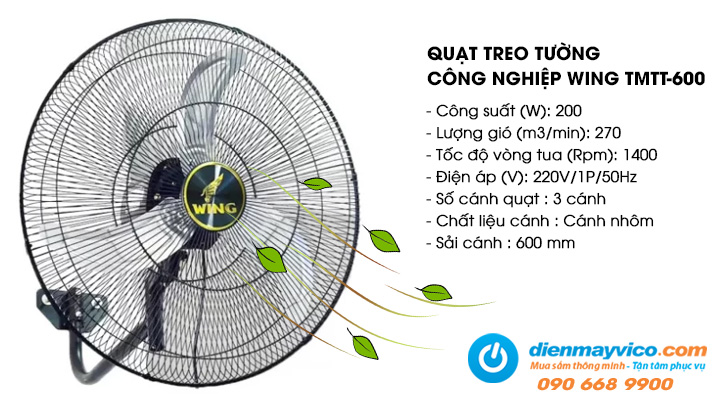 Quạt treo tường công nghiệp Wing TMTT-600