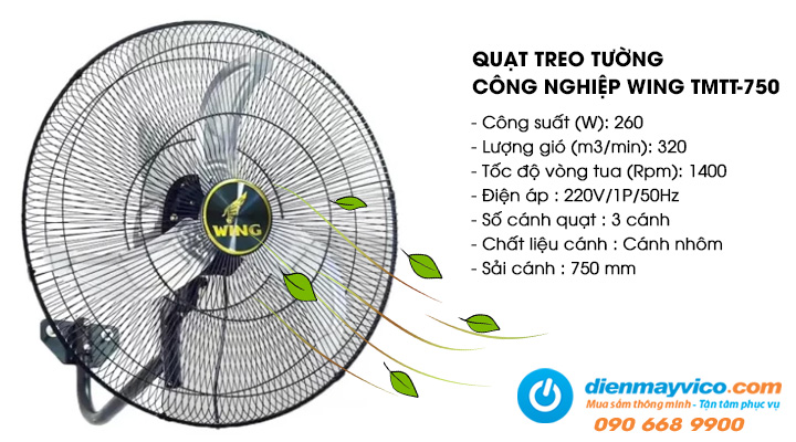 Quạt treo tường công nghiệp Wing TMTT-750