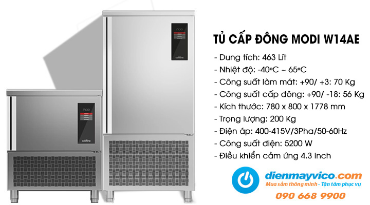 Tủ cấp đông nhanh Coldline Modi W14AE 14 khay