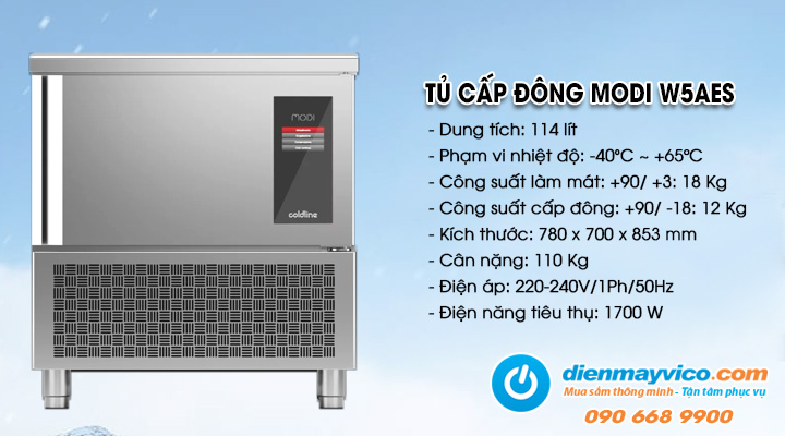 Tủ cấp đông nhanh Coldline Modi W5AES