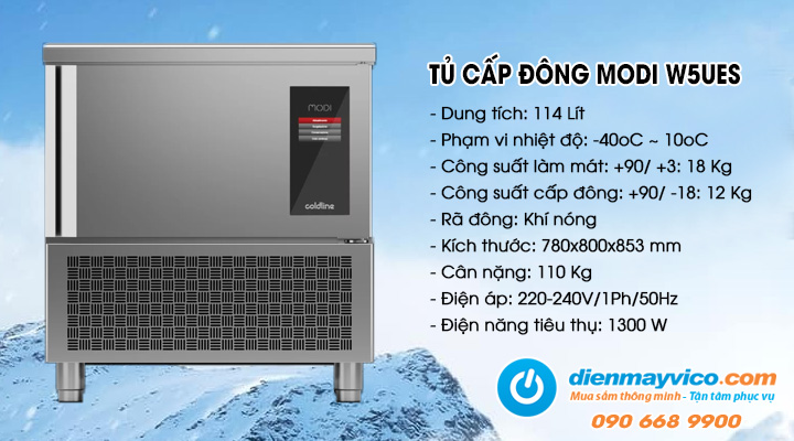 Tủ cấp đông nhanh Coldline Modi W5UES