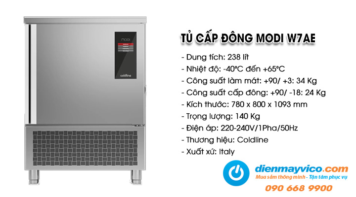 Tủ cấp đông nhanh Coldline Modi W7AE