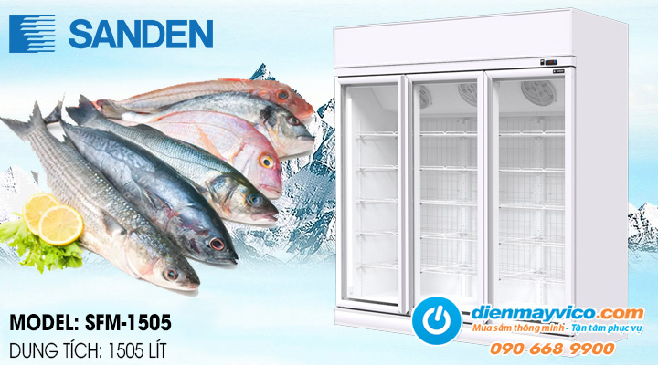 Tủ đông đứng 3 cánh kính Sanden InterCool SFM-1505