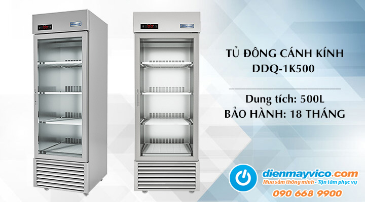 Tủ đông đứng cánh kính quạt gió DDQ-1K500