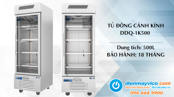 Tủ đông đứng cánh kính quạt gió DDQ-1K500