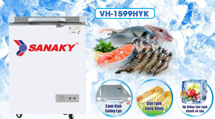 Tủ đông kính cường lực Sanaky VH-1599HYK 100 lít